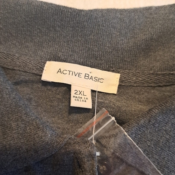 Active Basic women's size 2XL gray polo, fits very slim, check meas. NEW - Picture 2 of 3